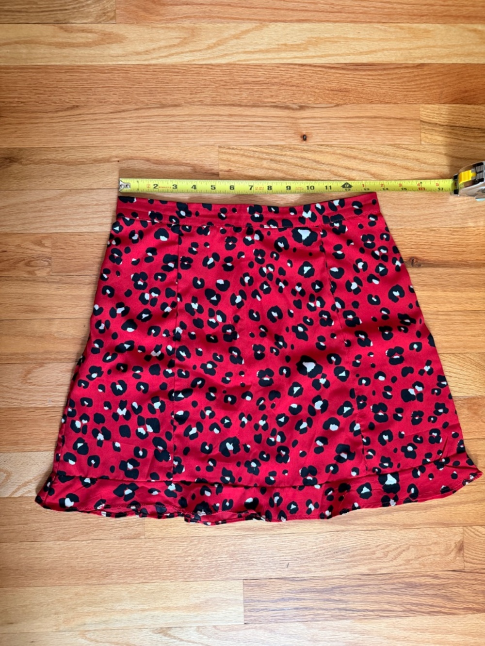 Red Leopard Print Mini Skirt